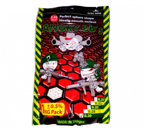 Шарики ANGRY BBs® 0,30 (белые, 1кг. пакет) (групповая тара 20 пакетов) AG-030 (641020030) по низким ценам в магазине Пневмач