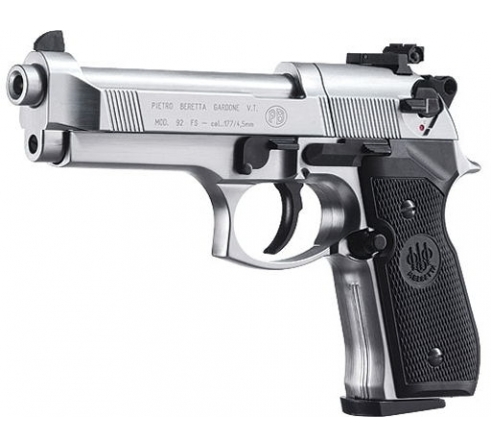 Пневматический пистолет Umarex Beretta 92 FS Никель с чёрн. накладками (аналог беретты 92)