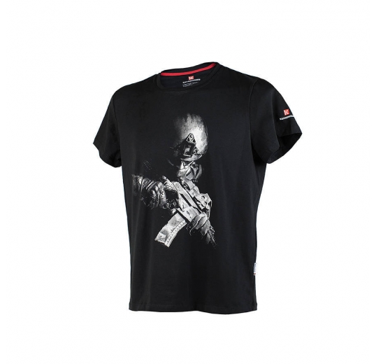 Фирменная мужская футболка "Калашников", принт №2 (черная) S